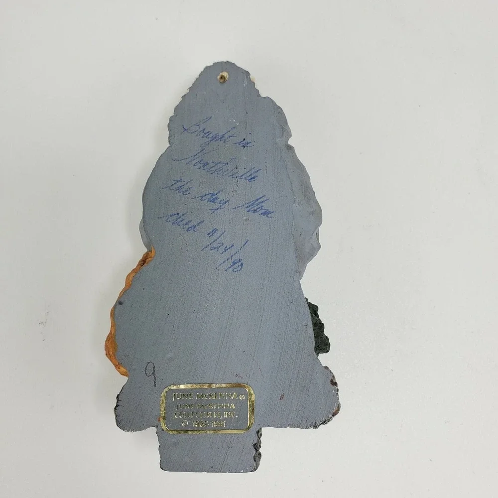 Rare June McKenna 1989 Old World Santa Blue Robe Holds Tree Collectible Ornament